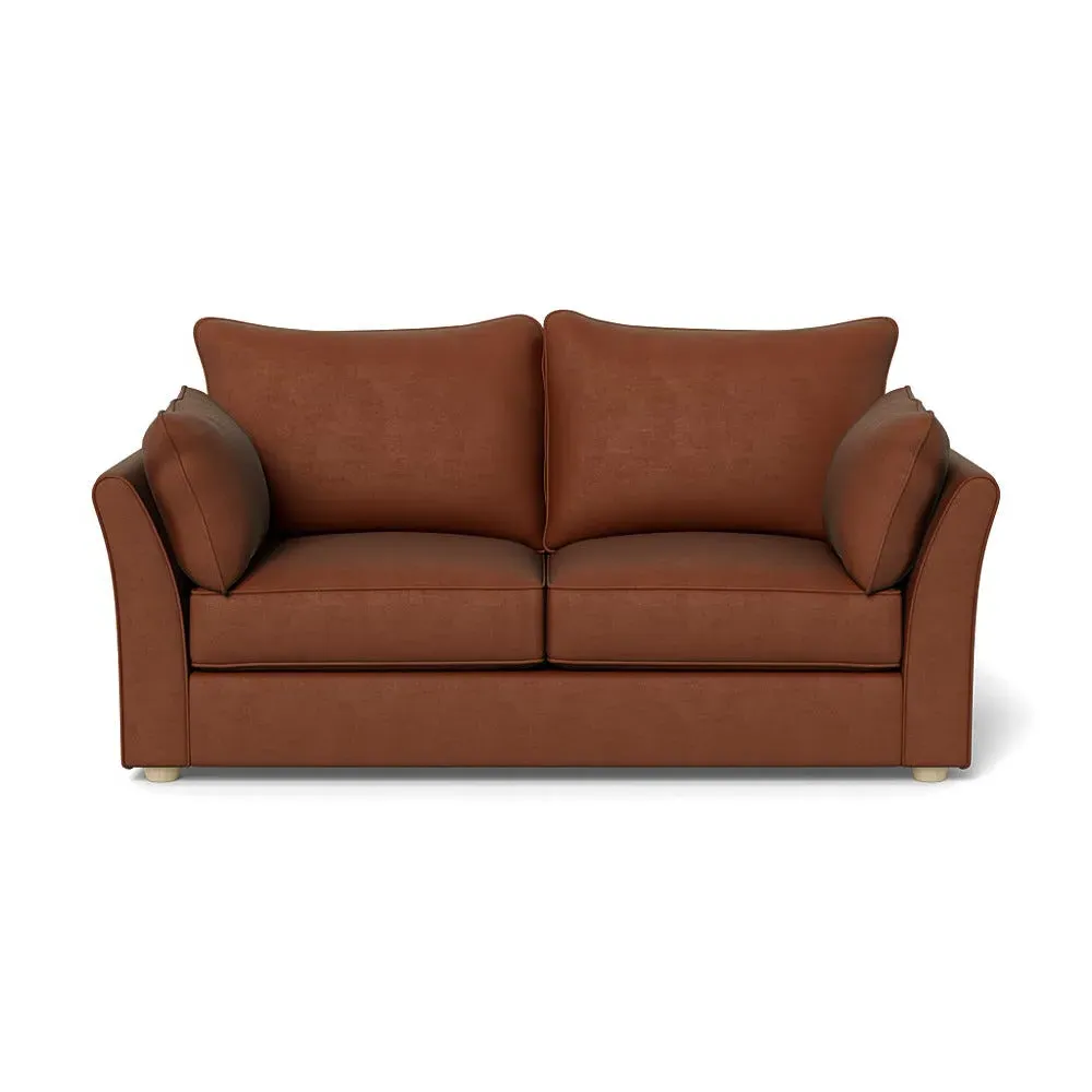 3-Seater Sofa with Natural Feet - Brown, Velvet