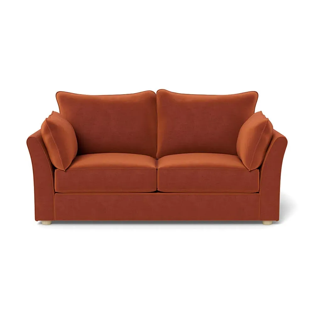 3-Seater Sofa with Natural Feet - Brown, Velvet