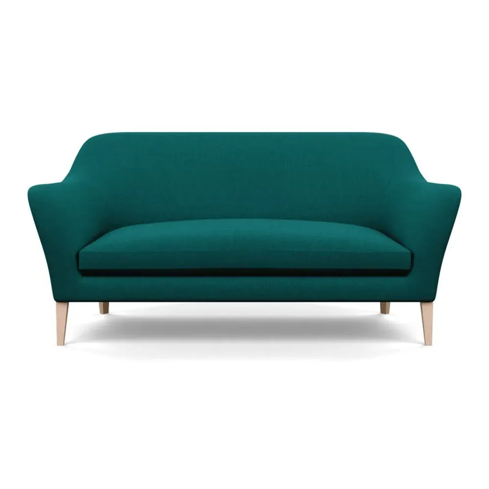 3-Seater Sofa with Natural Feet - Green, Cotton