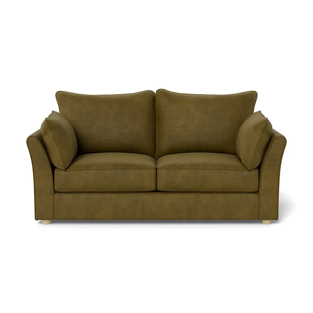 3-Seater Sofa with Natural Feet - Green, Velvet