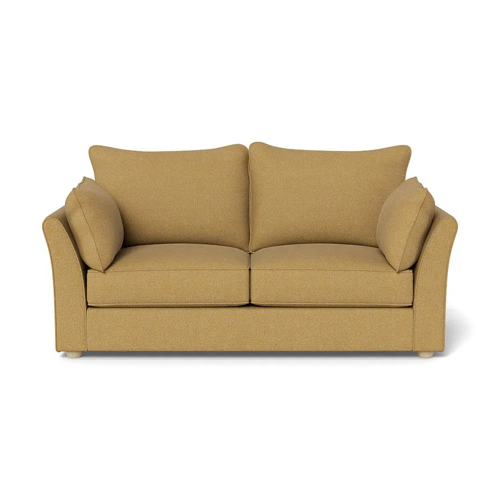 3-Seater Sofa with Natural Feet - Yellow, Boucle