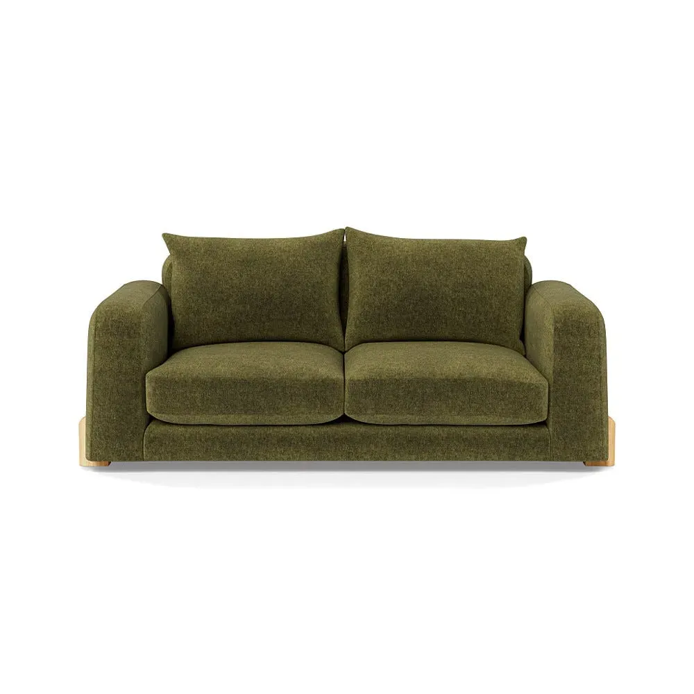 3-Seater Sofa with Oak Feet - Green, Boucle