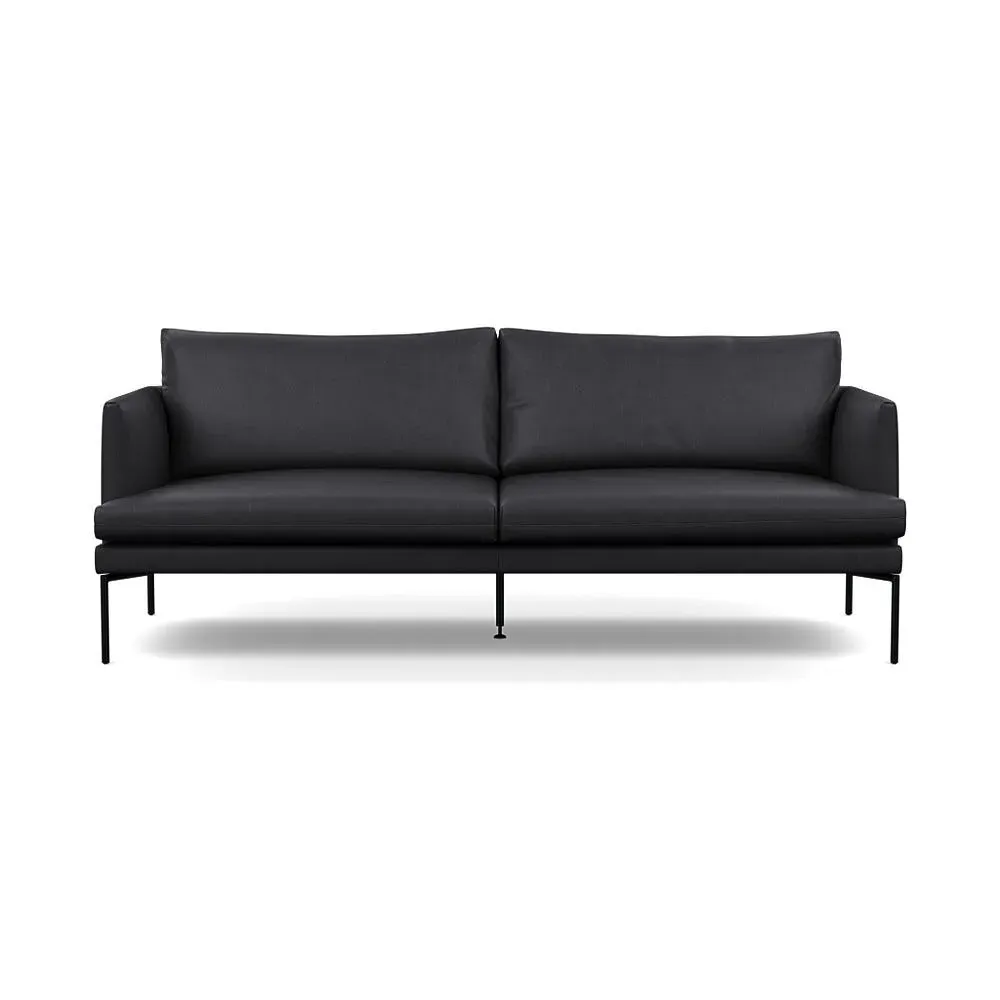 3-Seater Sofa with Pleated Detail - Black, Leather