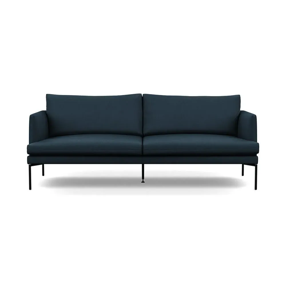 3-Seater Sofa with Pleated Detail - Blue, Cotton image