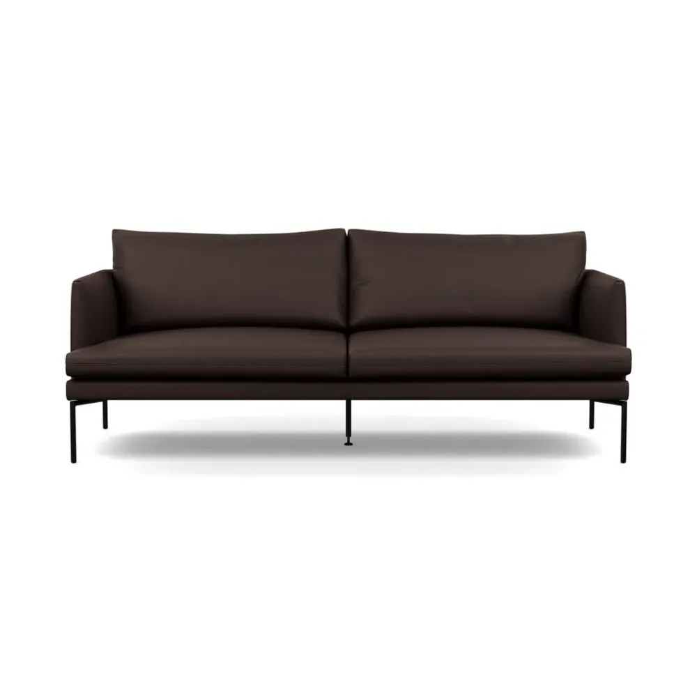 3-Seater Sofa with Pleated Detail - Brown, Leather