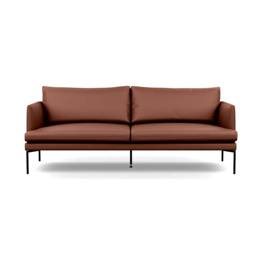 3-Seater Sofa with Pleated Detail - Brown, Leather