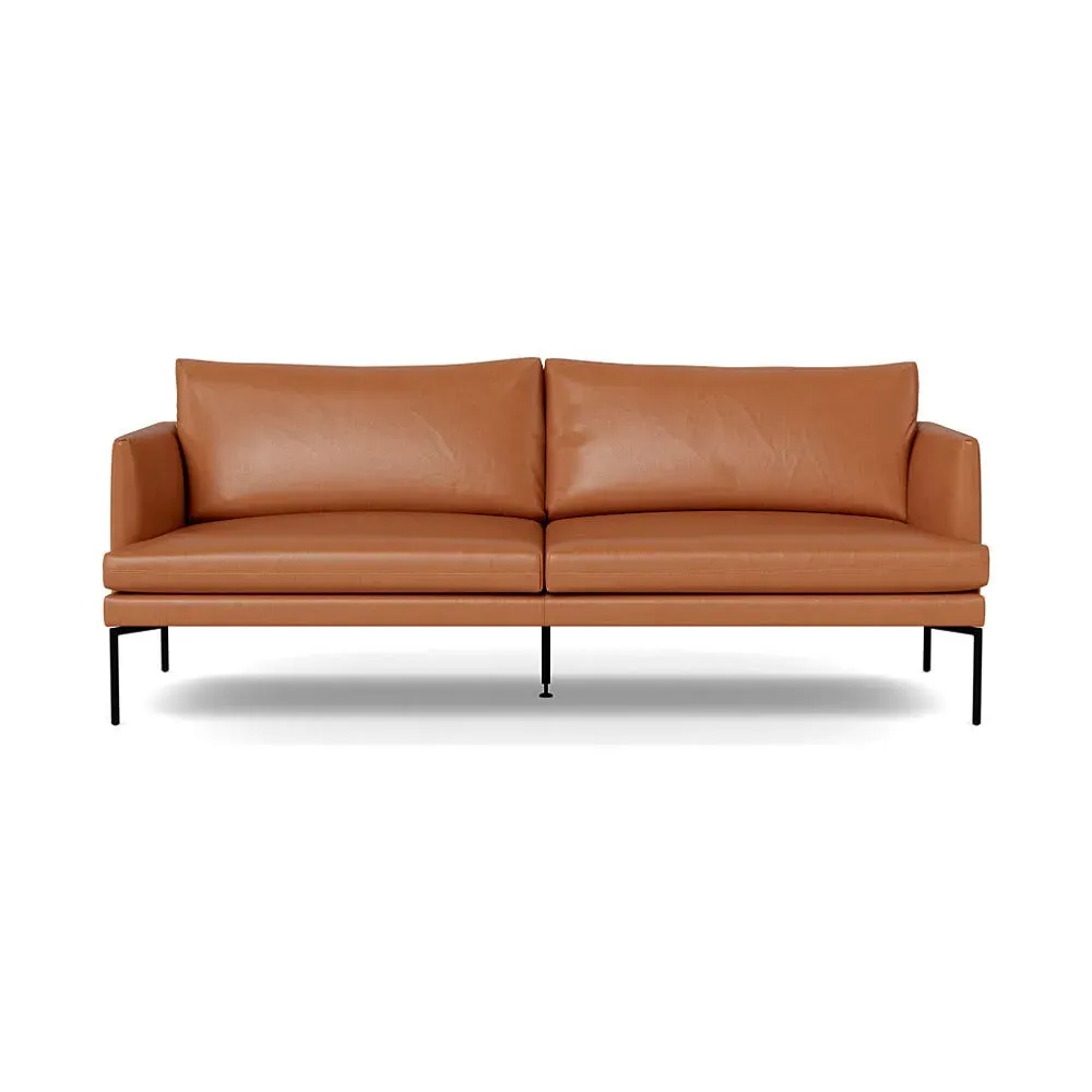 3-Seater Sofa with Pleated Detail - Brown, Leather