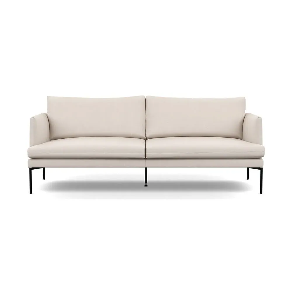 3-Seater Sofa with Pleated Detail - Cream, Cotton