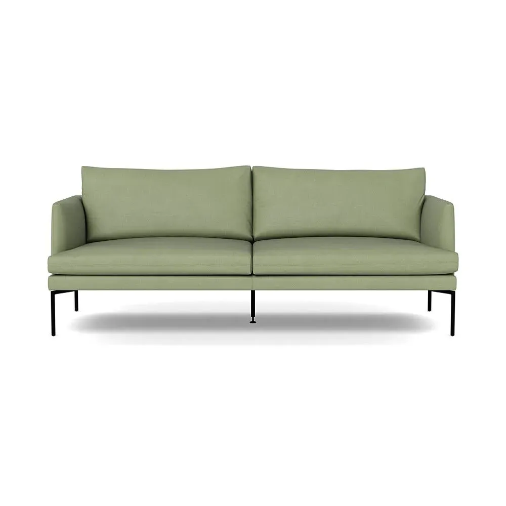 3-Seater Sofa with Pleated Detail - Green, Cotton