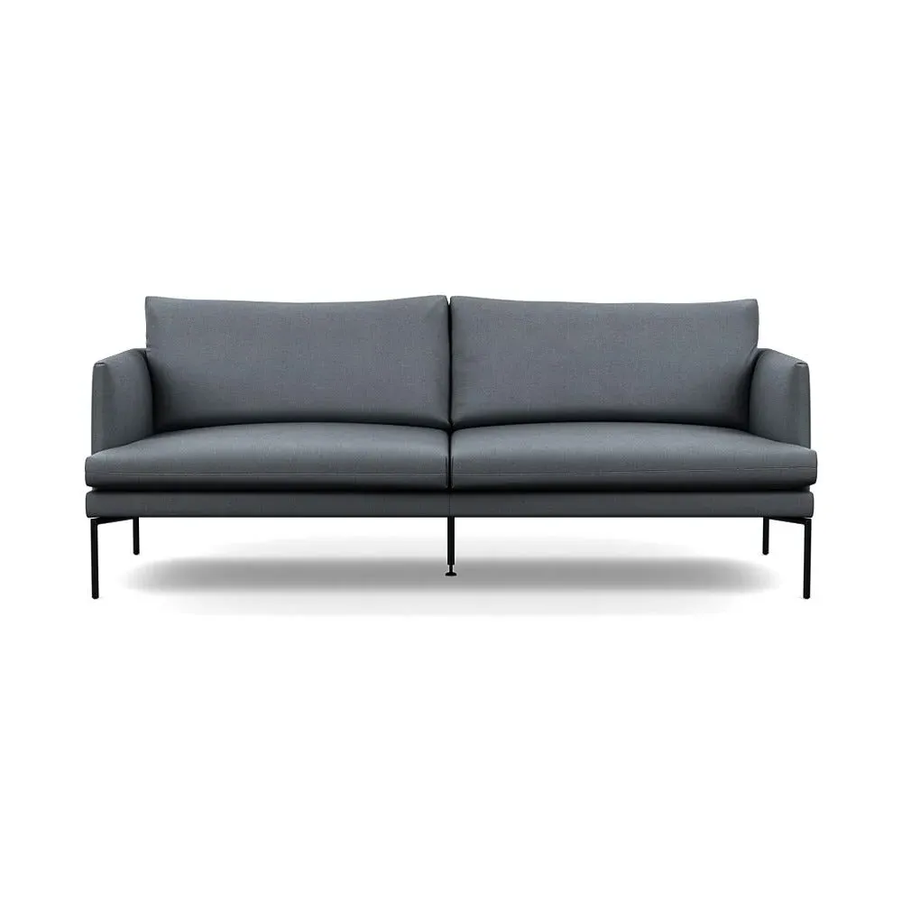 3-Seater Sofa with Pleated Detail - Grey, Cotton