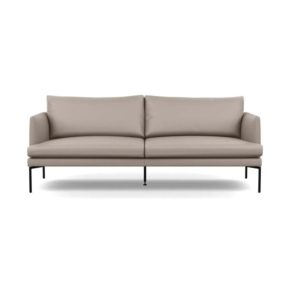 3-Seater Sofa with Pleated Detail - Grey, Leather