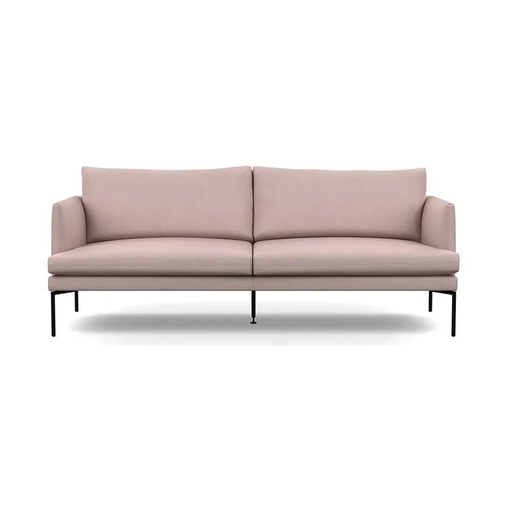 3-Seater Sofa with Pleated Detail - Pink, Cotton