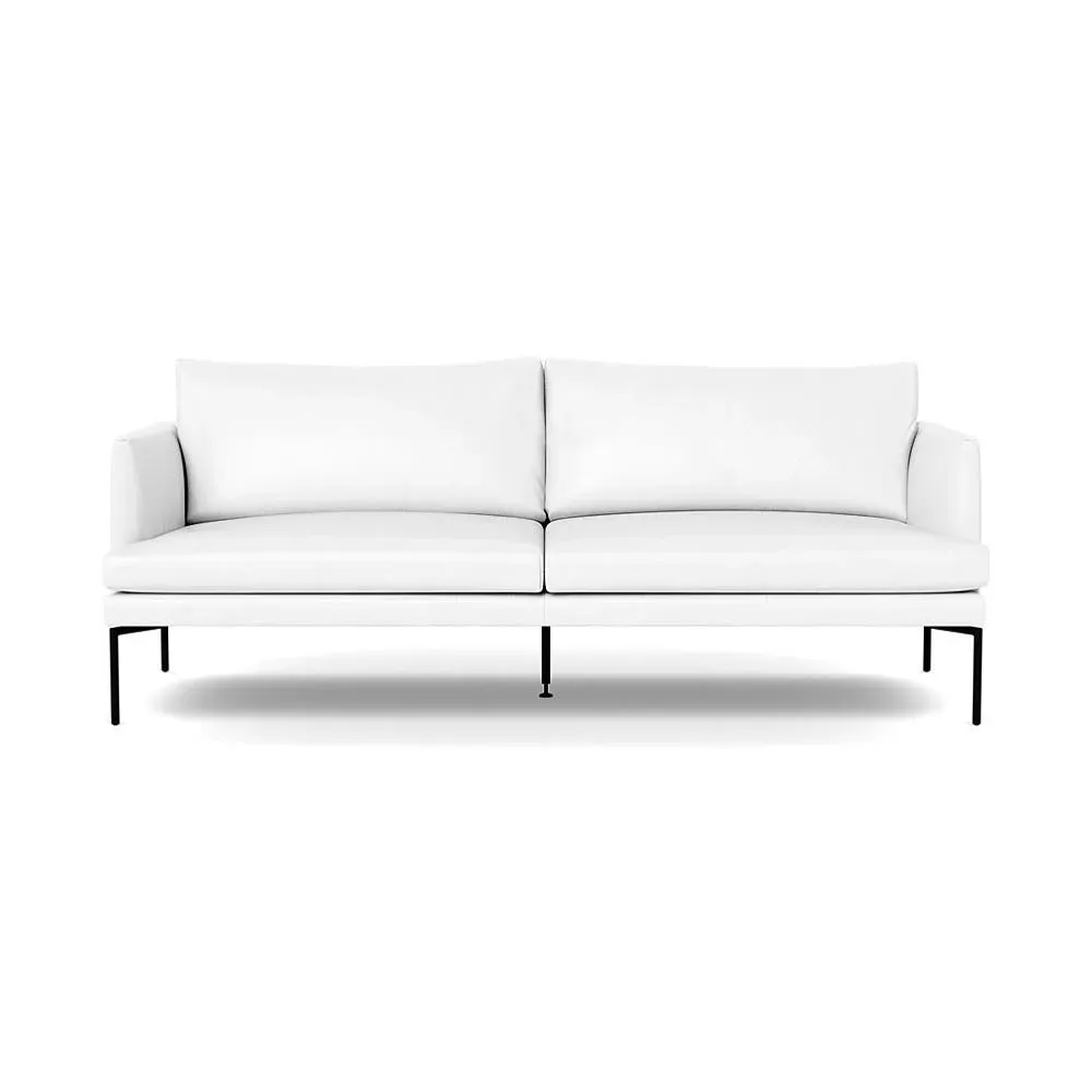 3-Seater Sofa with Pleated Detail - White, Leather