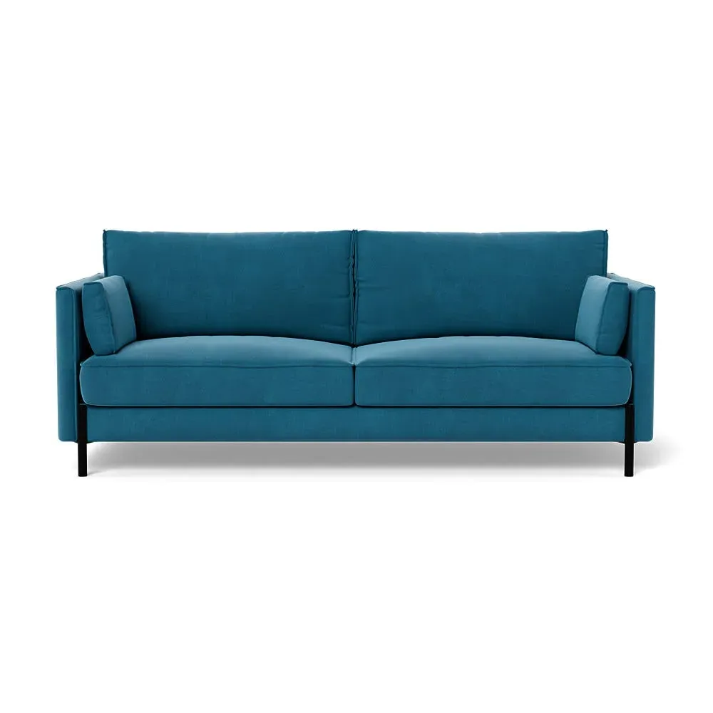 3-Seater Sofa with Slim Arms - Blue, Velvet