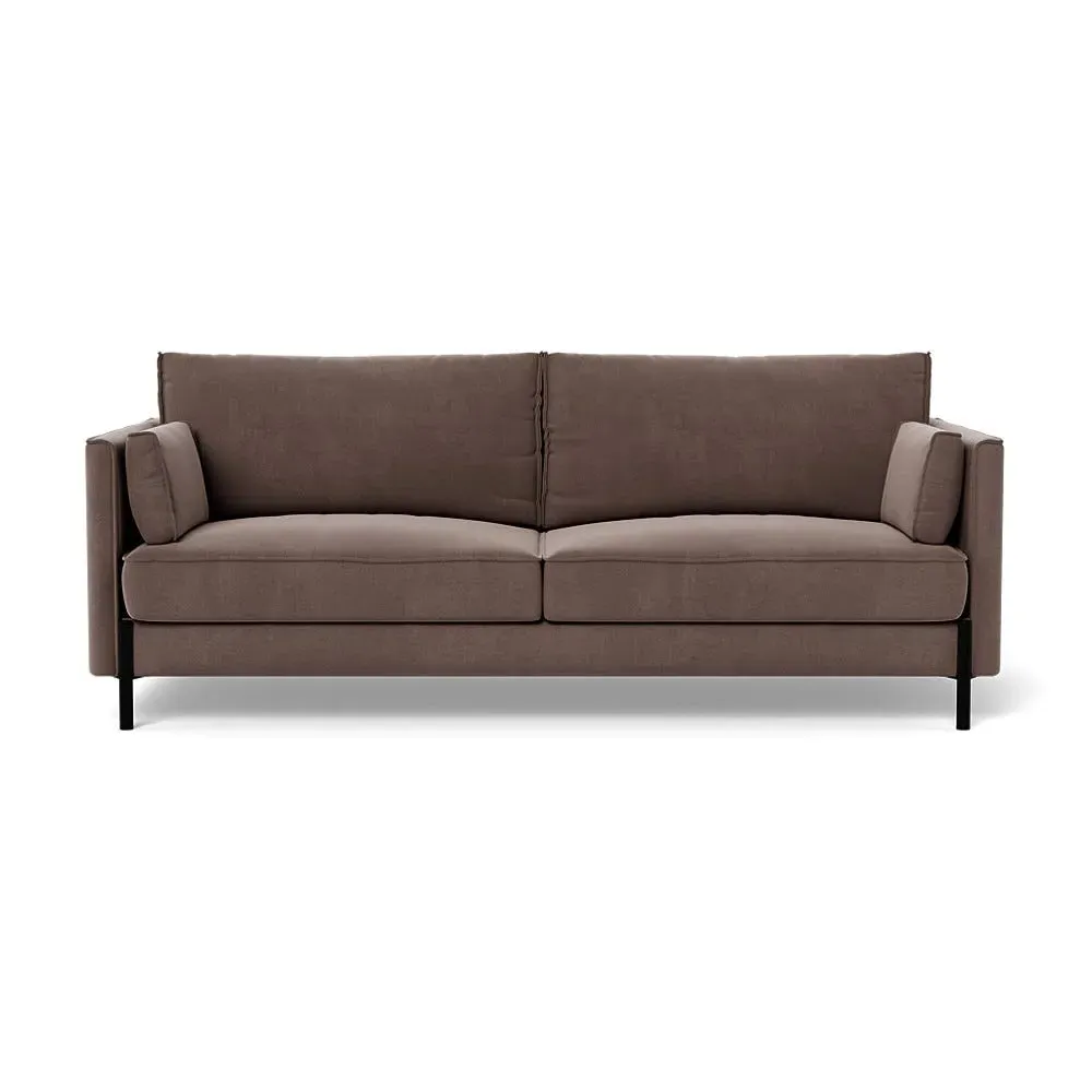 3-Seater Sofa with Slim Arms - Brown, Velvet