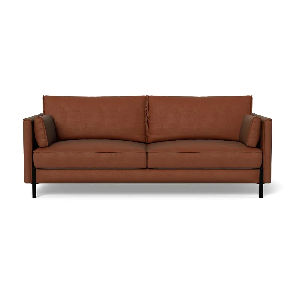 3-Seater Sofa with Slim Arms - Brown, Velvet