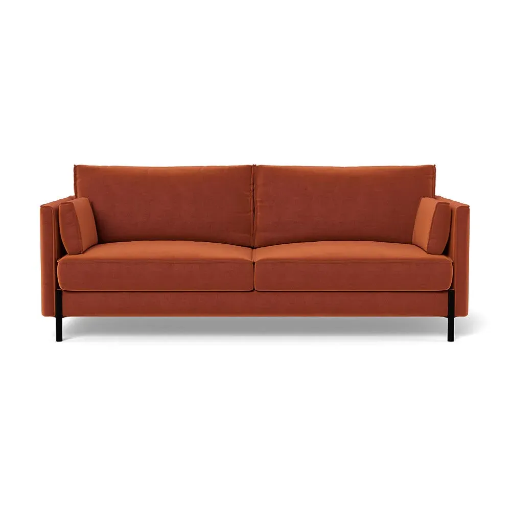 3-Seater Sofa with Slim Arms - Brown, Velvet