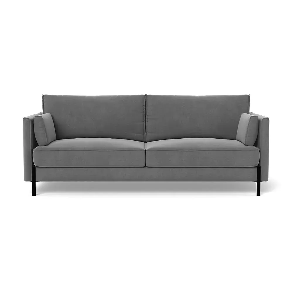 3-Seater Sofa with Slim Arms - Grey, Velvet