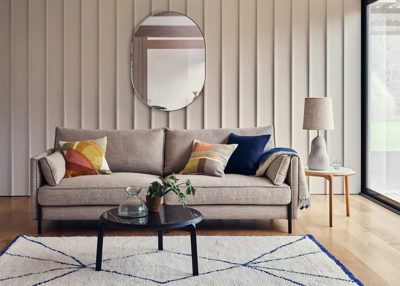 3-Seater Sofa with Slim Arms - Petrol, Velvet