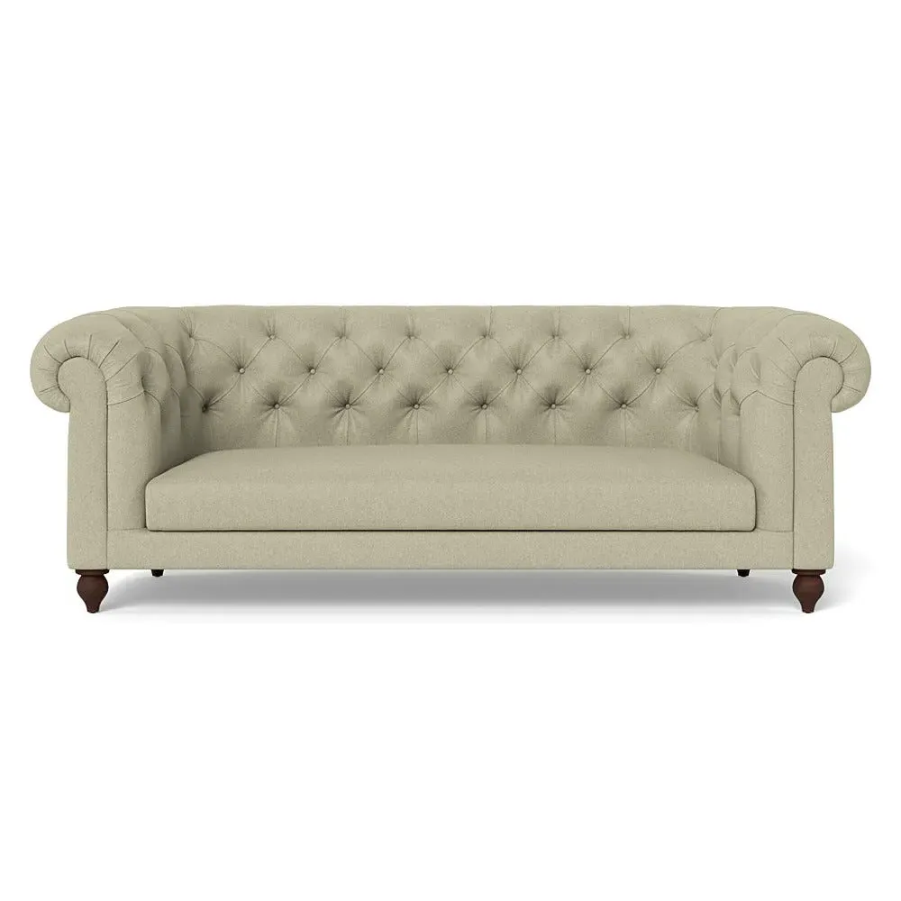 3-Seater Sofa with Stained Feet - Cream, Cotton image