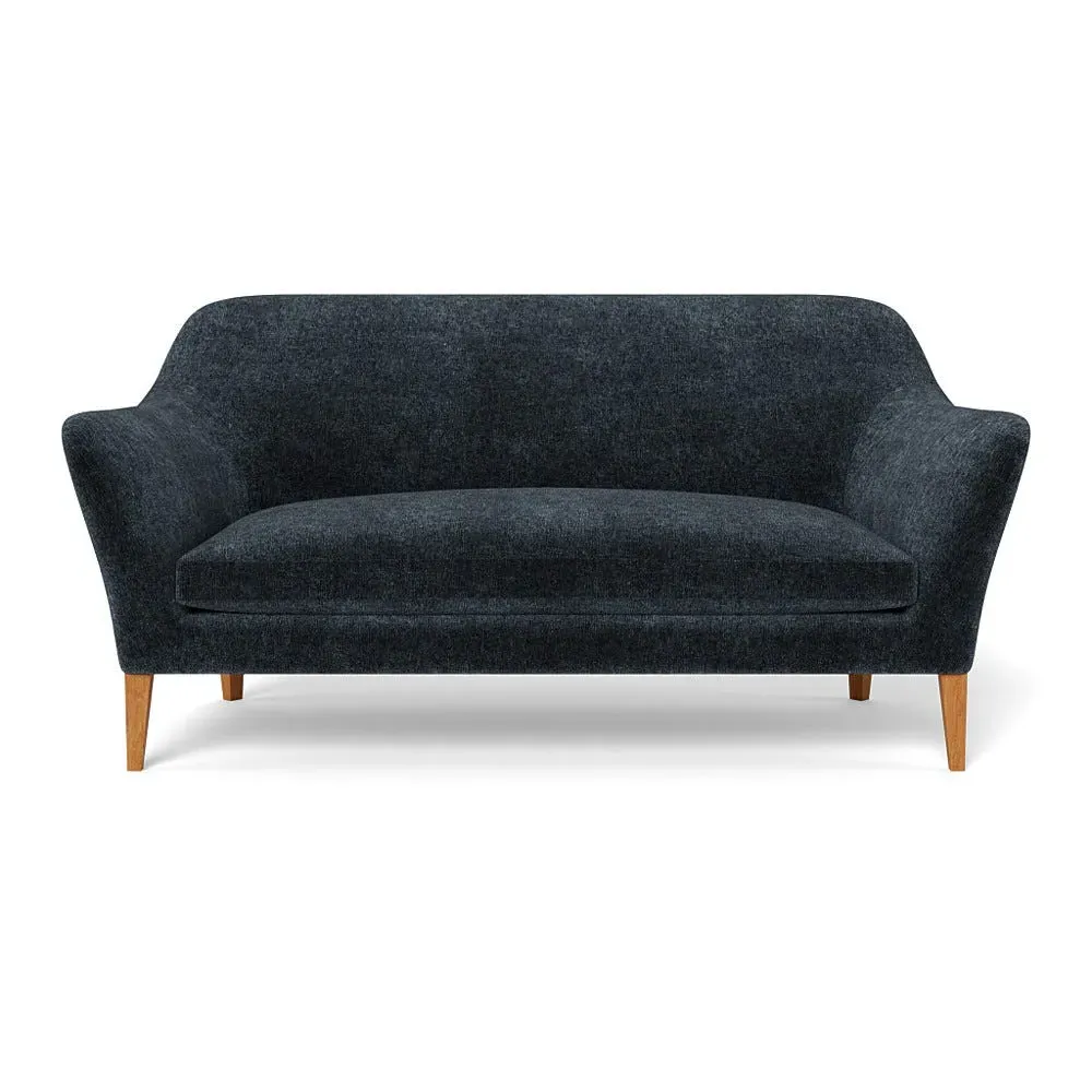3-Seater Sofa with Stained Oak Feet - Blue, Boucle