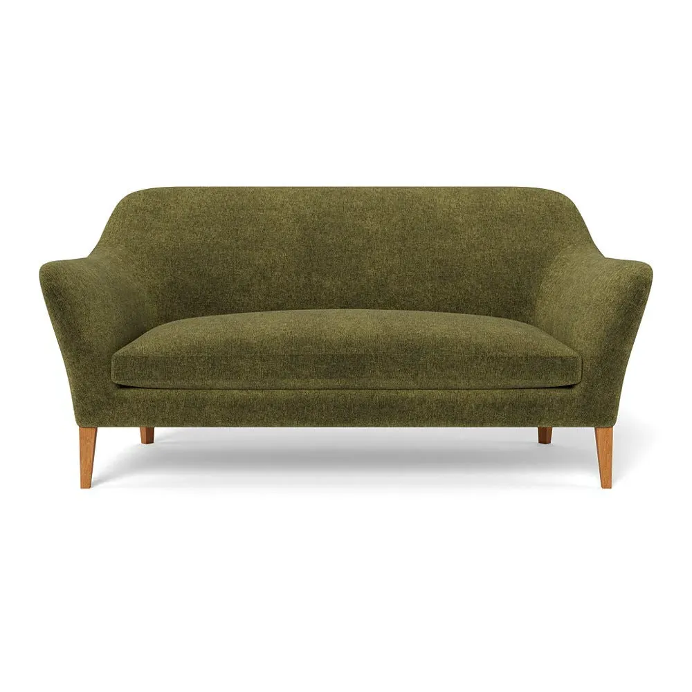 3-Seater Sofa with Stained Oak Feet - Green, Boucle