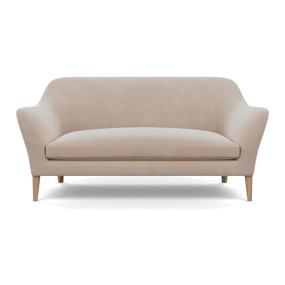 3-Seater Sofa with Stained Oak Feet - Pebble, Velvet