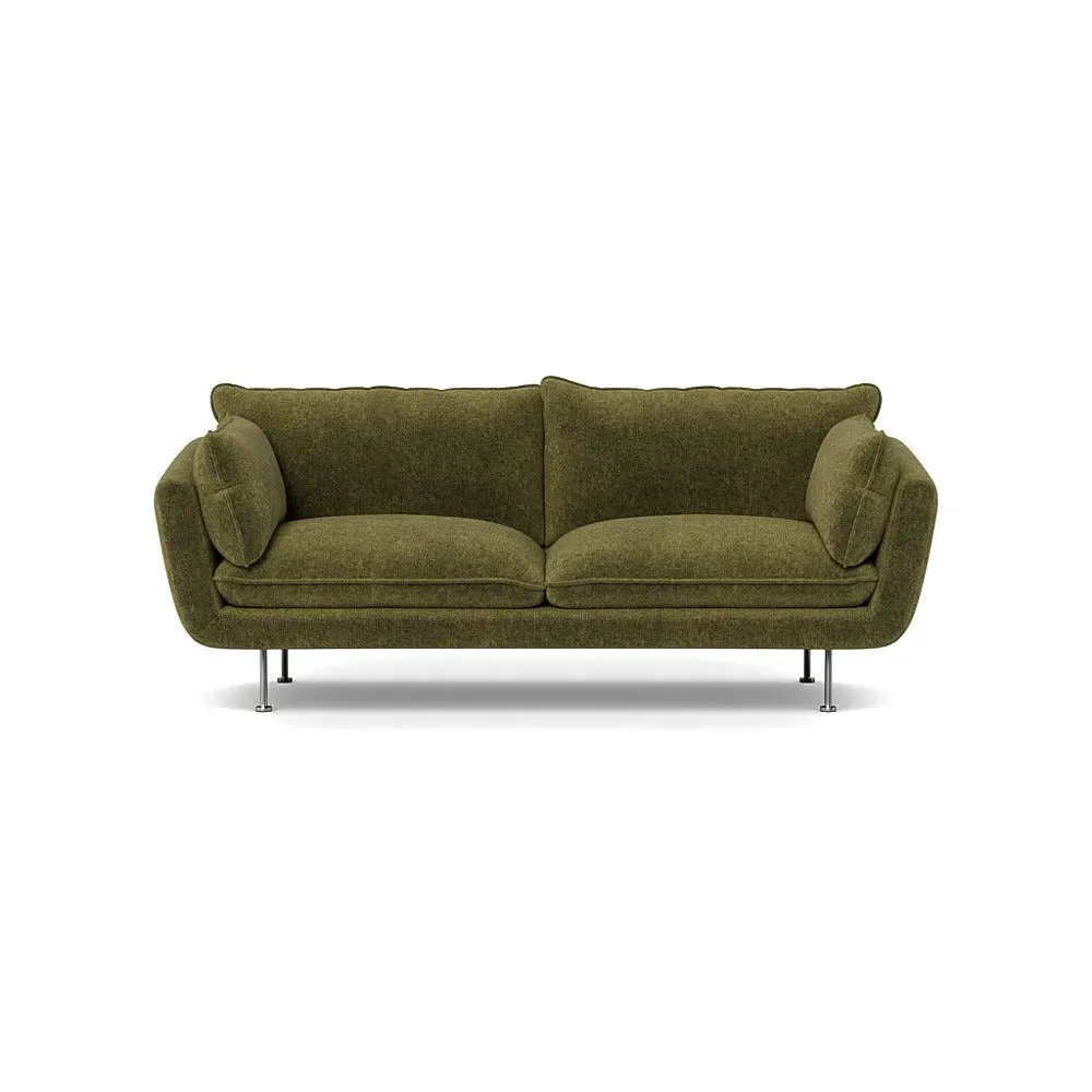 3-Seater Sofa with Steel Feet - Green, Boucle