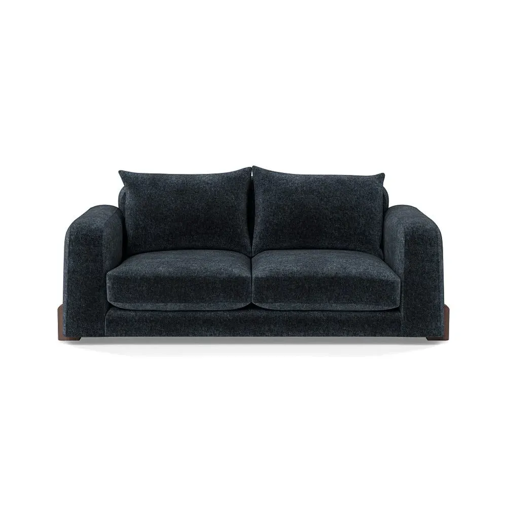 3-Seater Sofa with Walnut Feet - Blue, Boucle