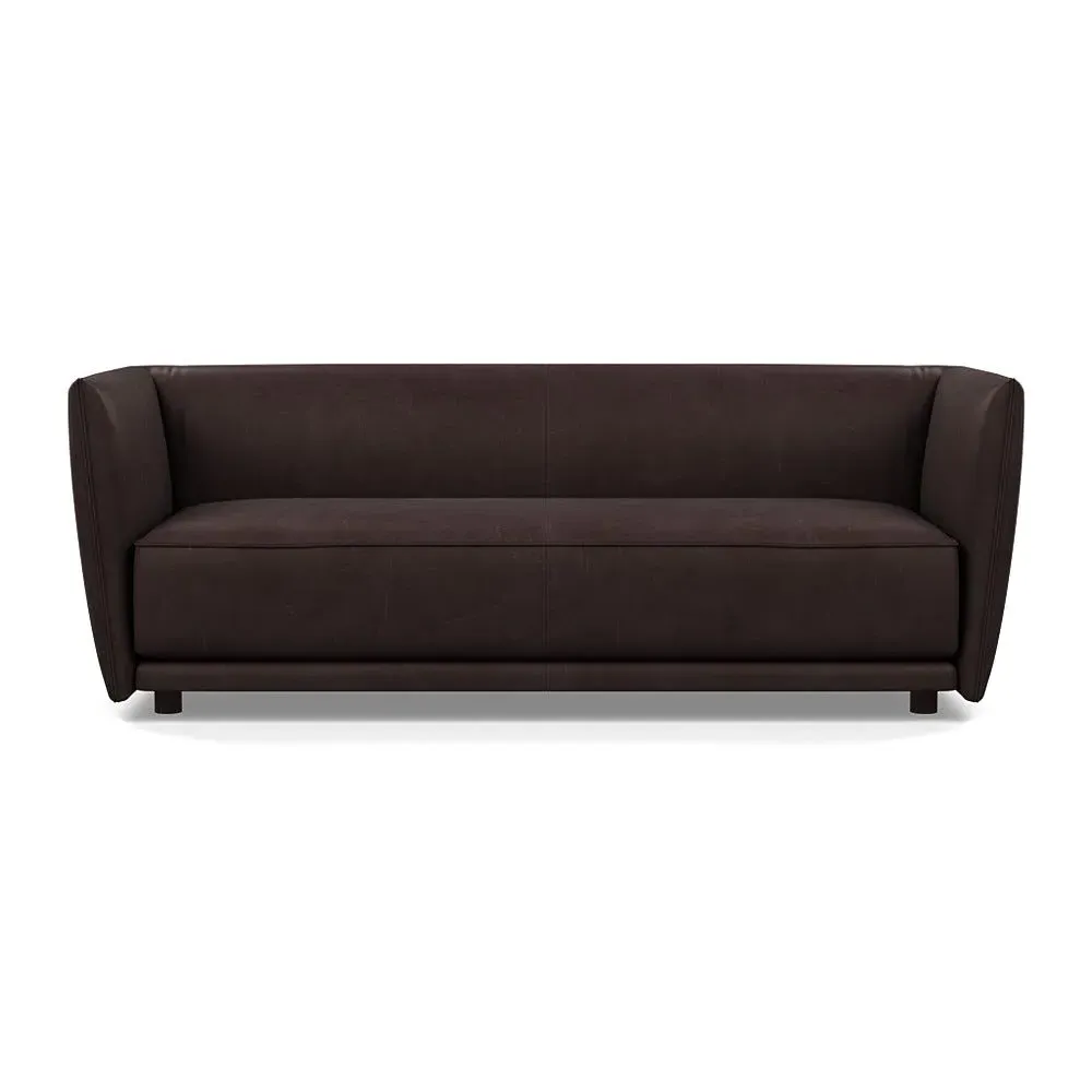 3-Seater Sofa with Walnut Feet - Brown, Fabric