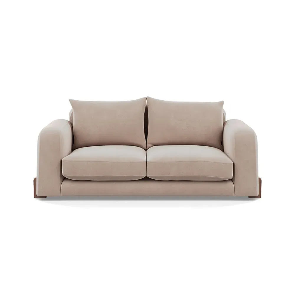 3-Seater Sofa with Walnut Feet - Natural, Velvet