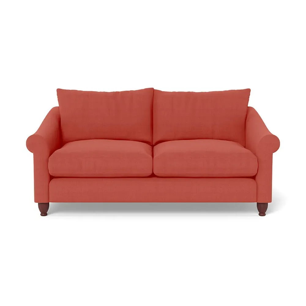 3-Seater Sofa with Walnut Feet - Red, Linen