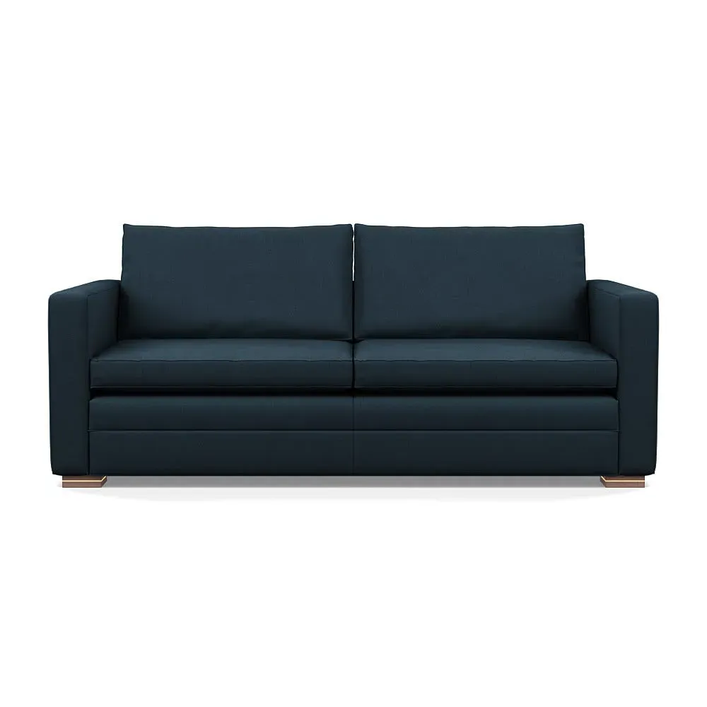 3-Seater Sofa with Walnut Legs - Blue, Cotton