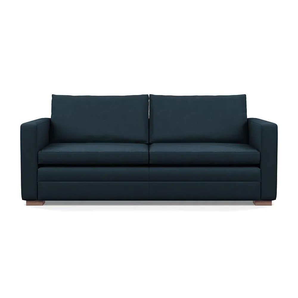 3-Seater Sofa with Walnut Legs - Blue, Cotton