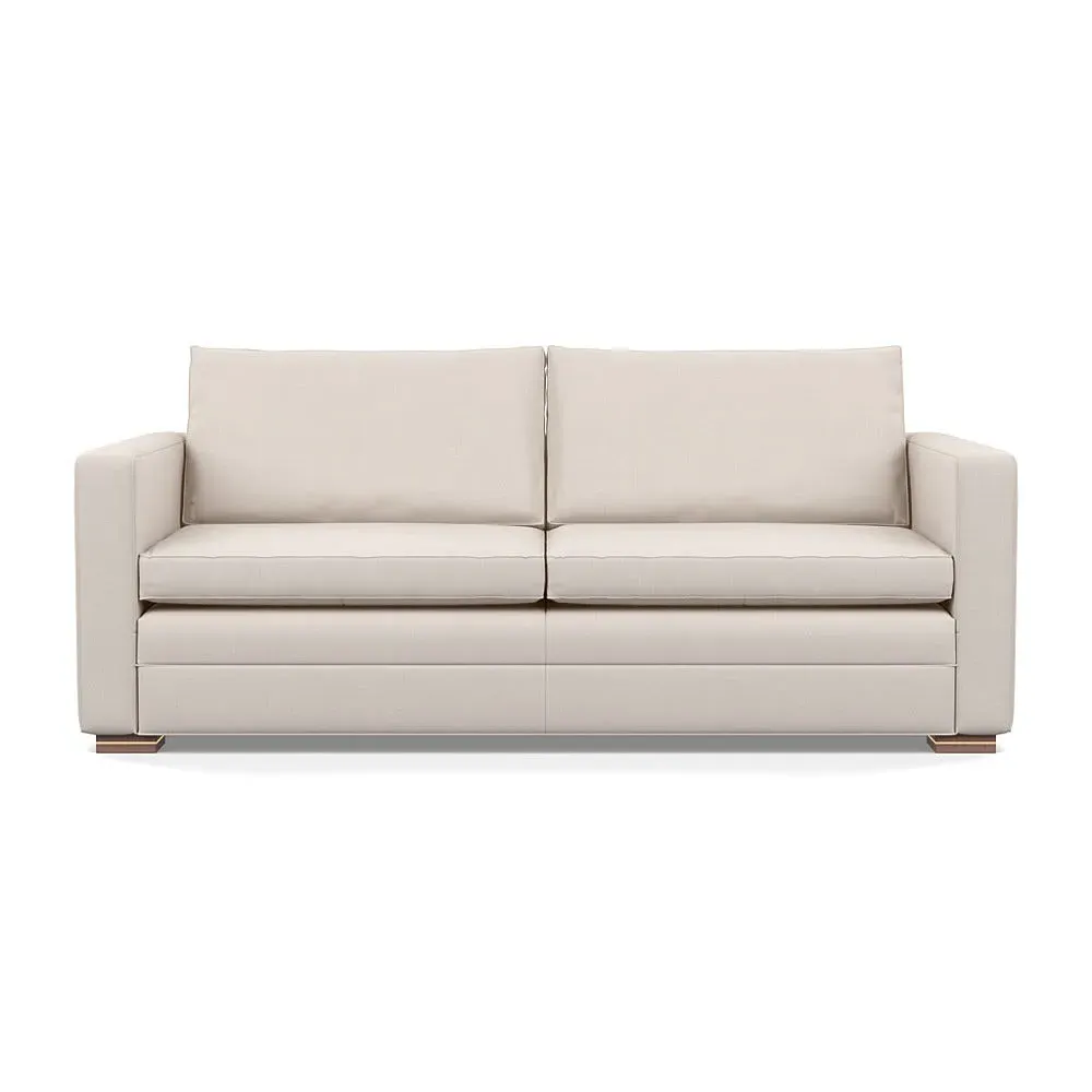3-Seater Sofa with Walnut Legs - Cream, Cotton