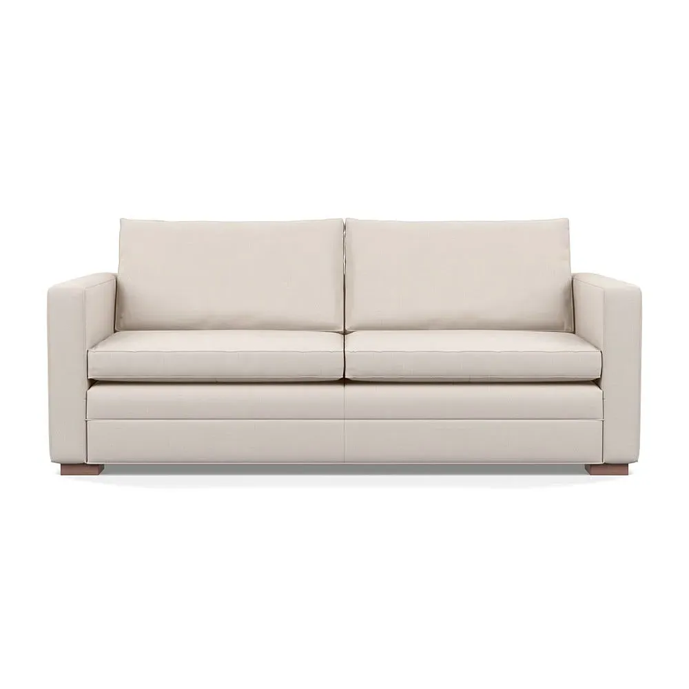 3-Seater Sofa with Walnut Legs - Cream, Cotton