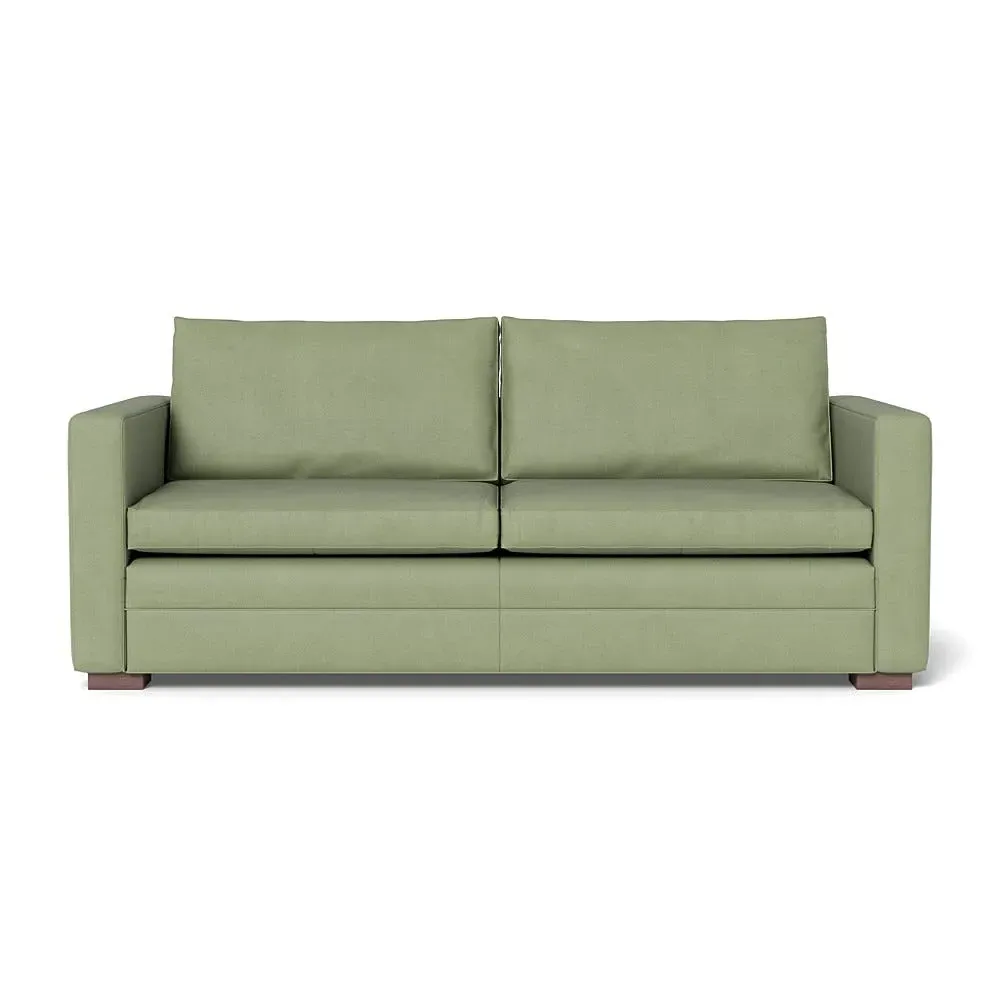 3-Seater Sofa with Walnut Legs - Green, Cotton