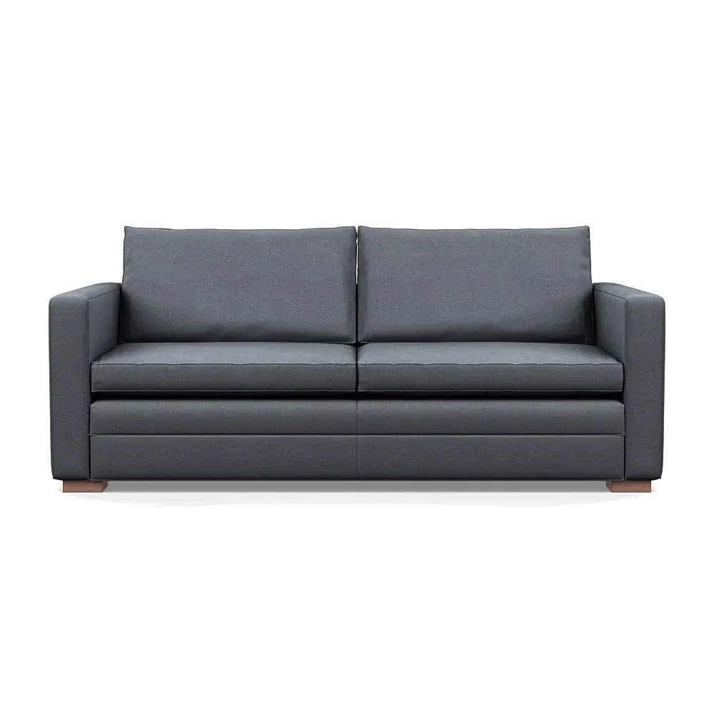 3-Seater Sofa with Walnut Legs - Grey, Cotton