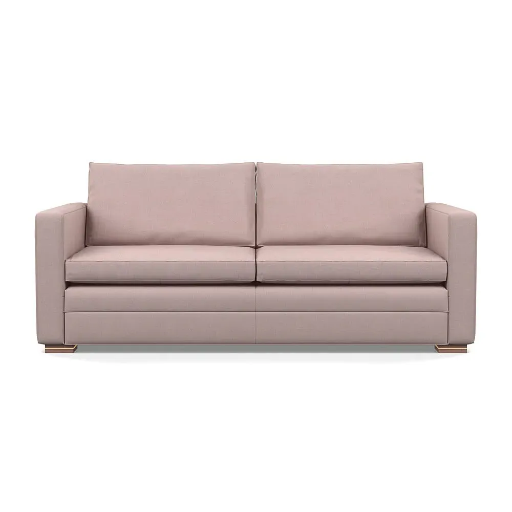 3-Seater Sofa with Walnut Legs - Pink, Cotton