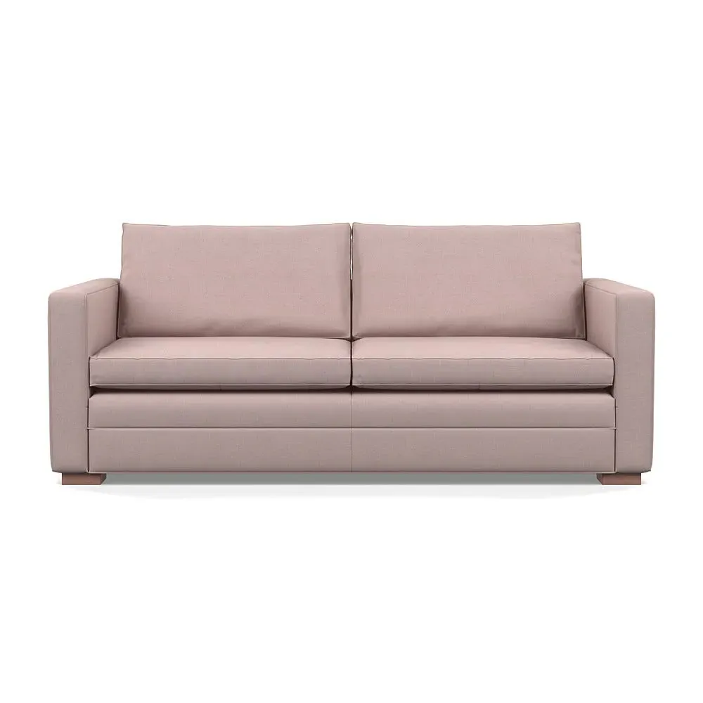 3-Seater Sofa with Walnut Legs - Pink, Cotton