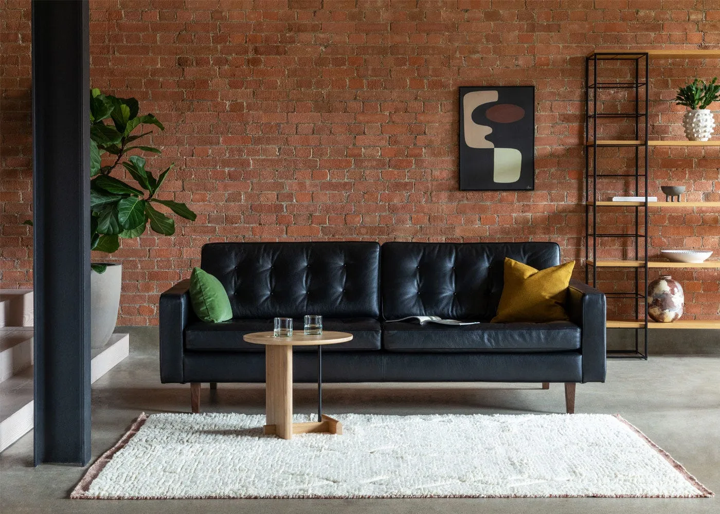 3-Seater Sofa with Wenge Feet - Blue, Leather