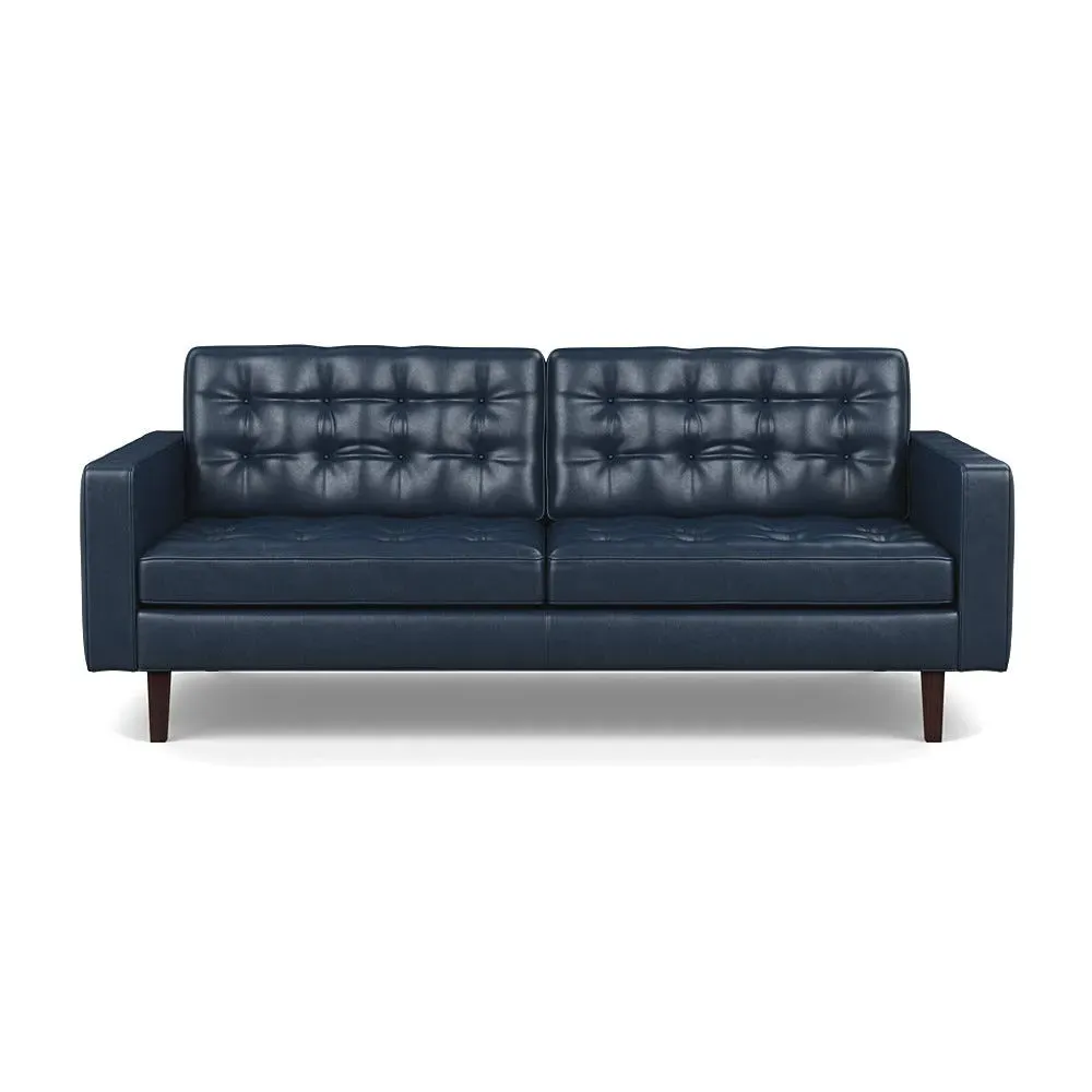 3-Seater Sofa with Wenge Feet - Blue, Leather