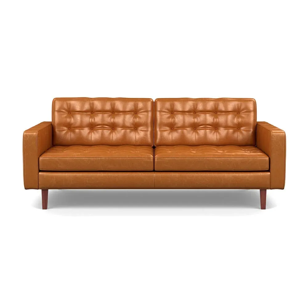3-Seater Sofa with Wenge Feet - Brown, Leather