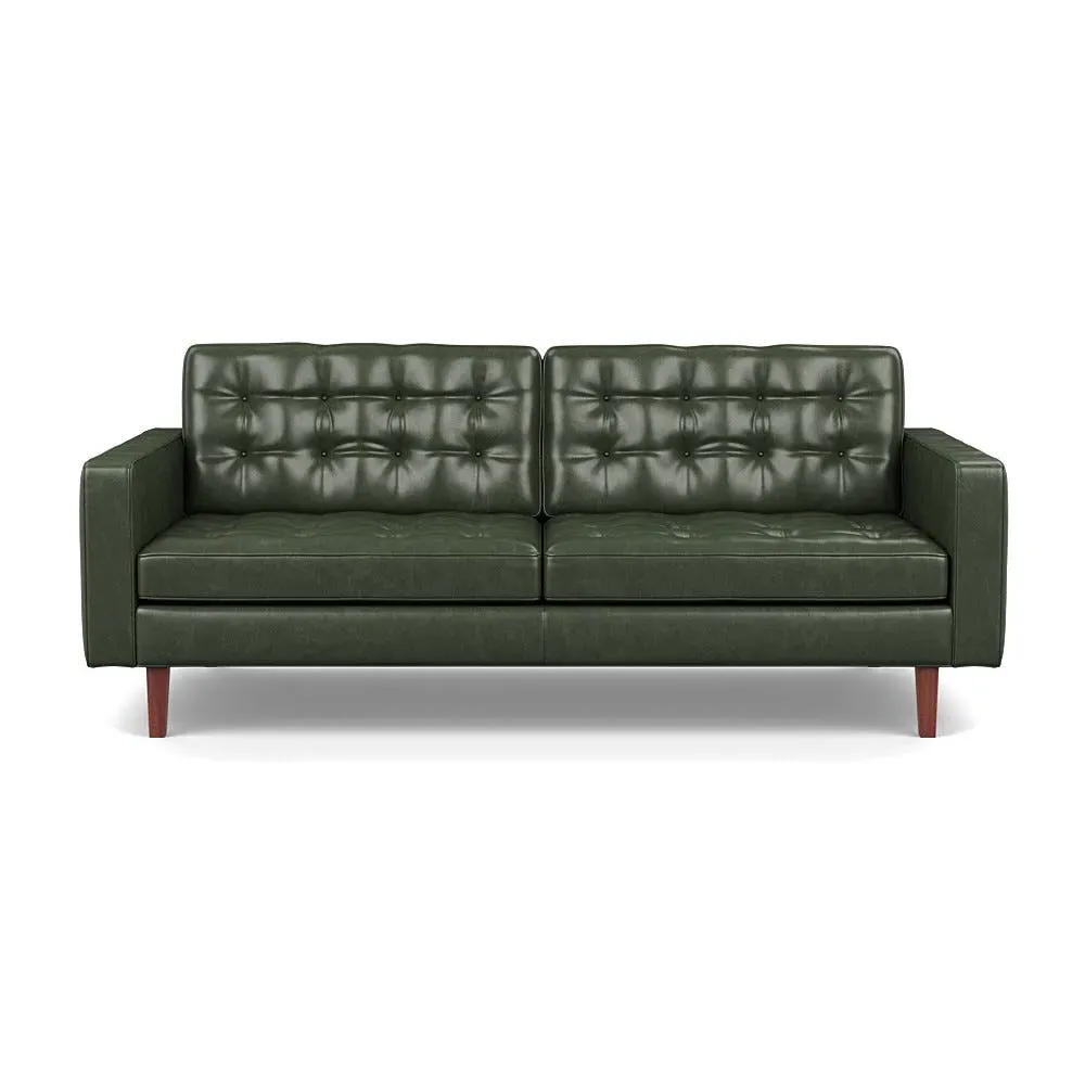 3-Seater Sofa with Wenge Feet - Green, Leather