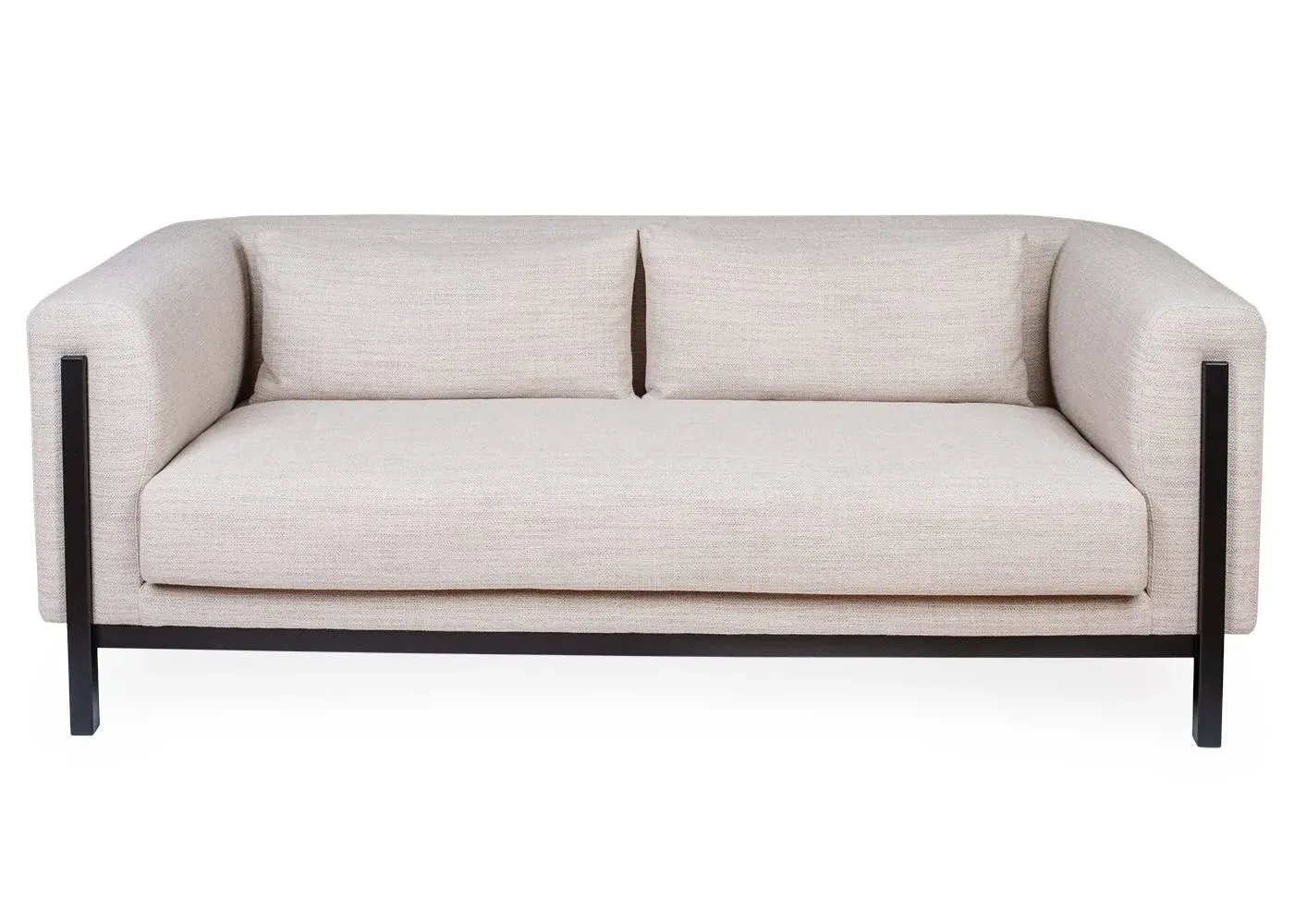 3-Seater Sofa with Wood Frame - Stone, Fabric
