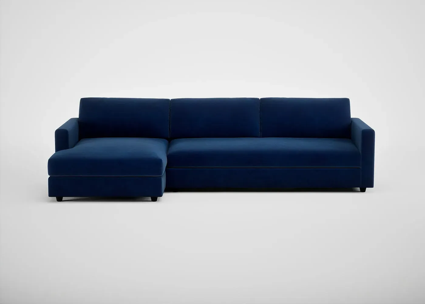 4-Seater Corner Chaise Sofa - Blue, Velvet