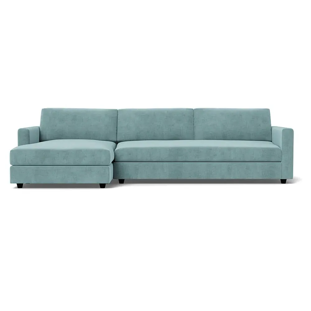 4-Seater Corner Chaise Sofa - Blue, Velvet