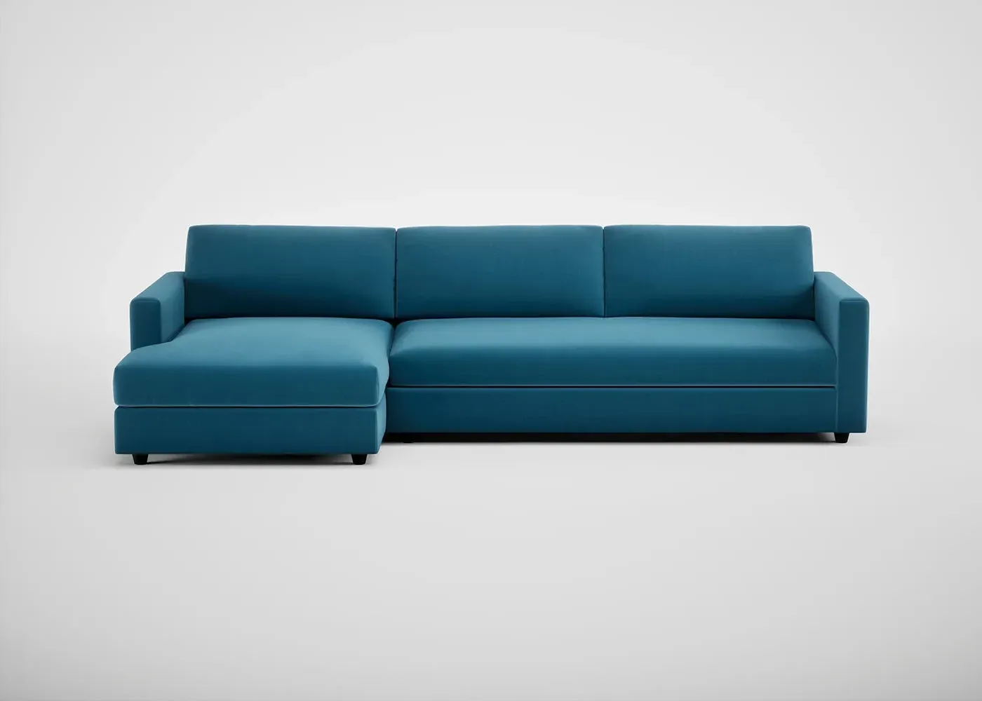 4-Seater Corner Chaise Sofa - Blue, Velvet