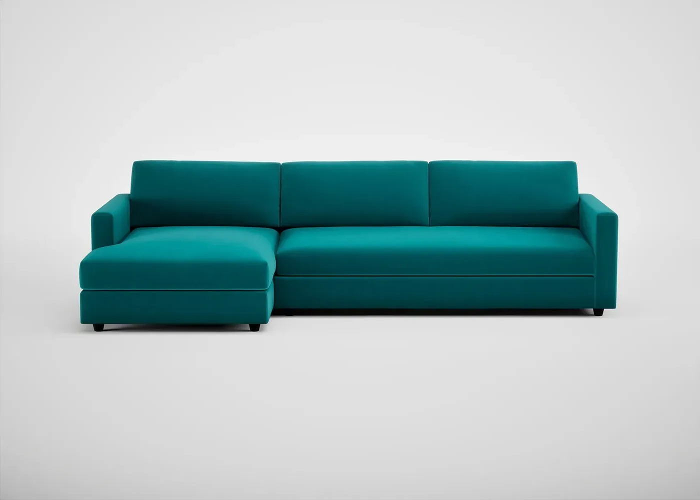 4-Seater Corner Chaise Sofa - Blue, Velvet