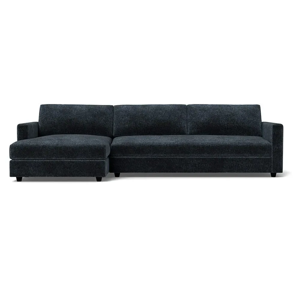 4-Seater Corner Chaise Sofa - Blue, Velvet